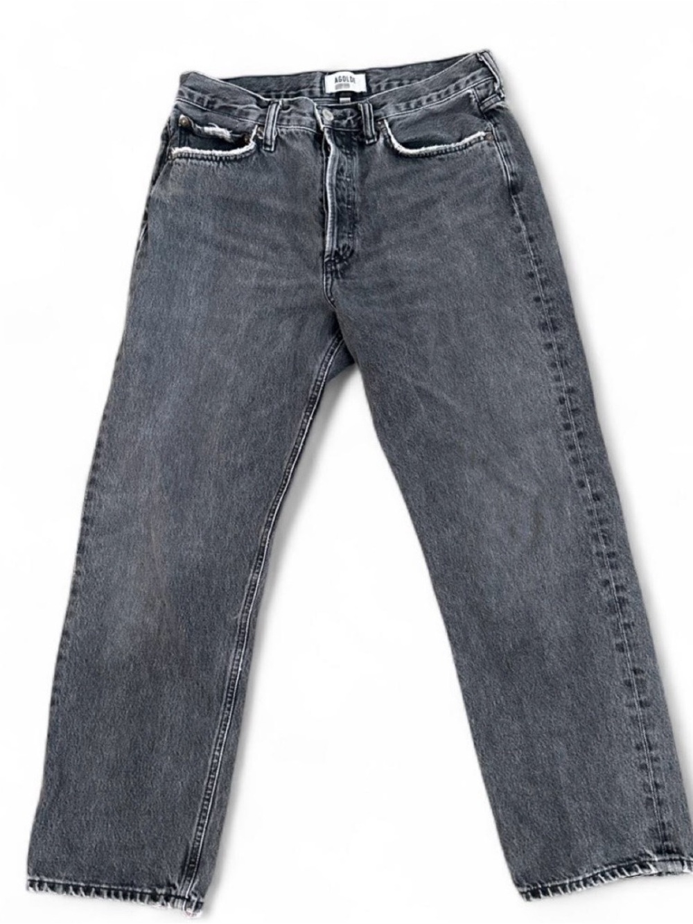 AGOLDE Wyman Low Rise Relaxed Straight Leg Jeans W27 Black Acid Wash MSRP $198
